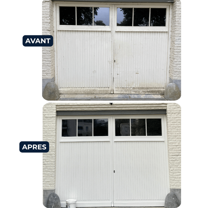 peinture sur porte de garage en bois réalisée à waterloo par smoqi srl