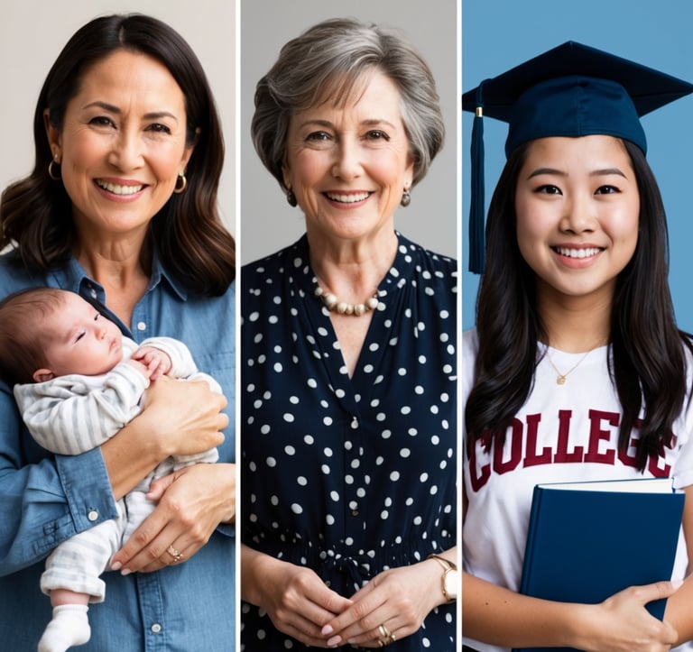 a woman in a graduation gown and a baby in a gown