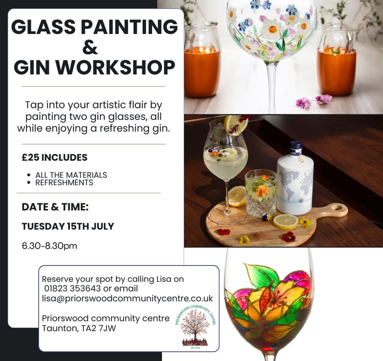 poster glass painting gin workshop