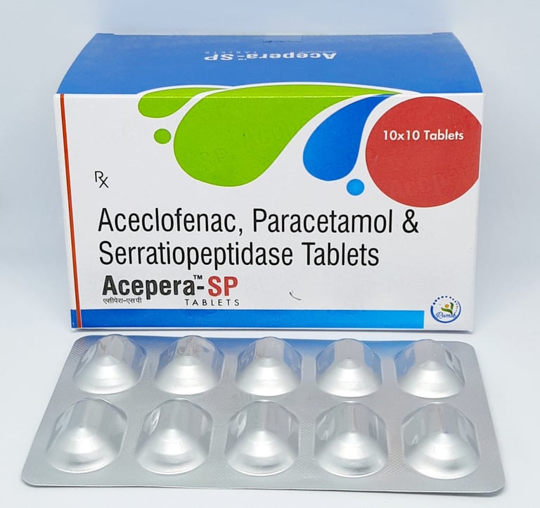 Acepera-SP | Aceclofenac, Paracetamol, Serratiopeptidase Tablet 