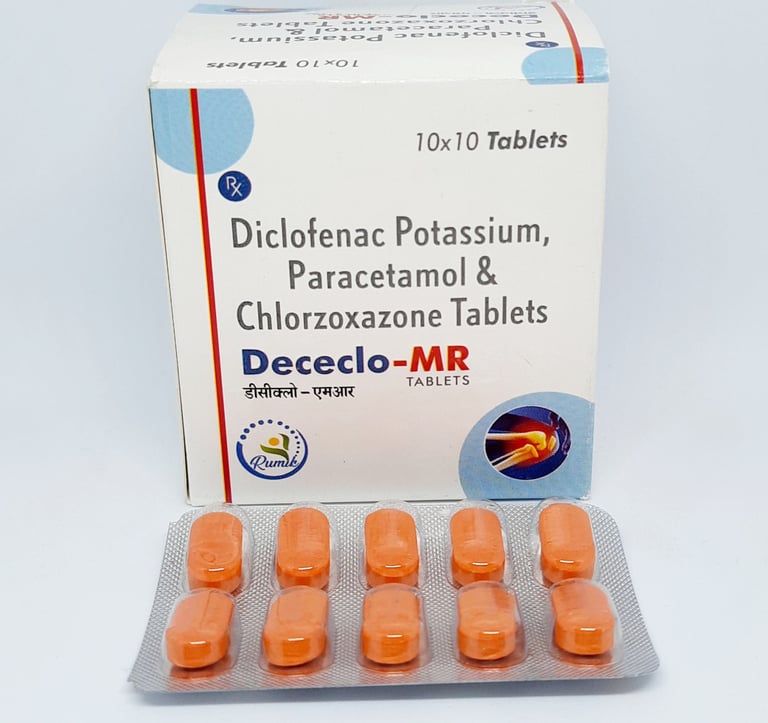 Dececlo-MR | Diclofenac Potassium, Paracetamol and chlorzoxazone Tablet