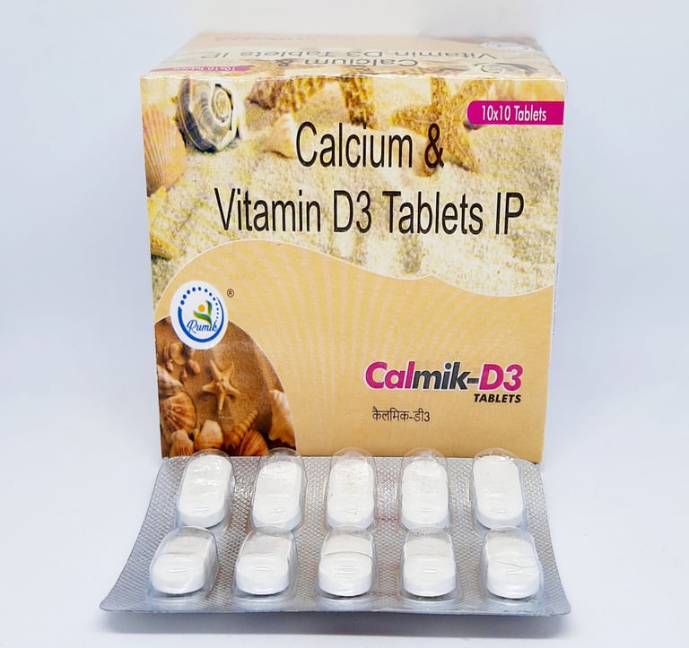 Calmik-D3 | Calcium Carbonate 500mg, Vitamin D3 250 iu Tablet