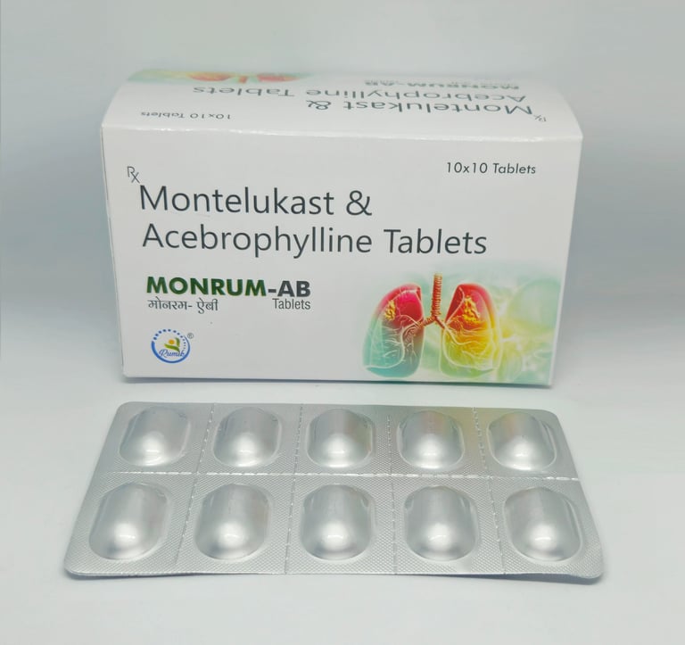 Acebrophylline 200mg + Montelukast 10mg Tablet