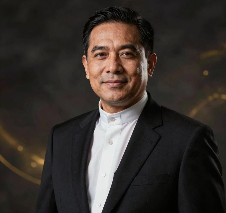 A high-end, professional portrait of Pastor Comrade Bob Alleluia, looking visionary and modern. Dramatic lighting, dark premium background with subtle gold hints.