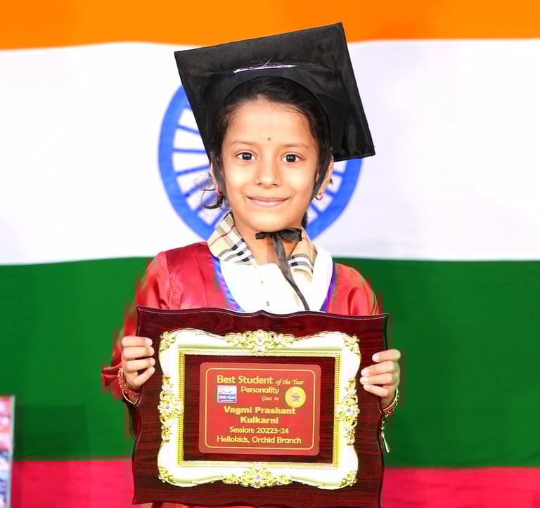 Student of the Year 2023 Personality winner Vagmi Prashant Kulkarni HelloKids Kondapur Hyderabad