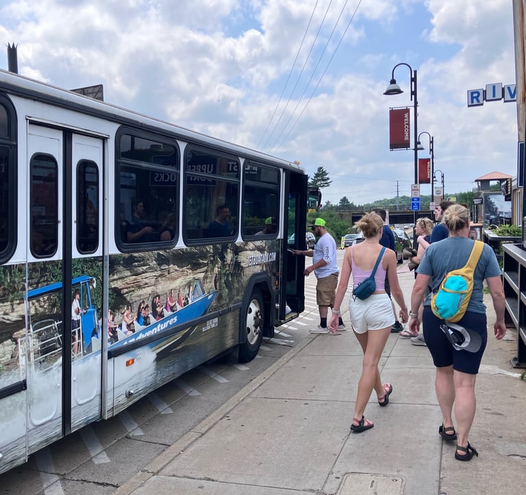 Bus stop in Wisconsin Dells. 