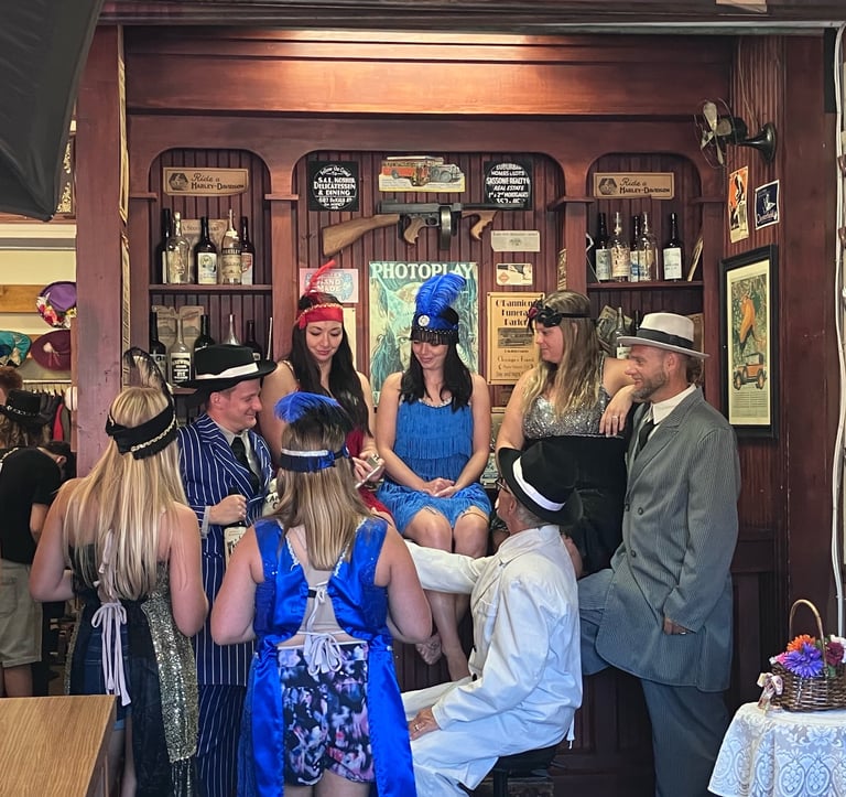 People waiting at Old Time Photo Studio. 