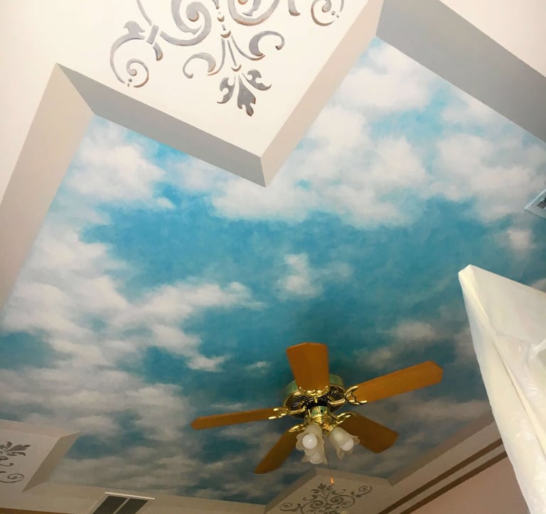 bespoke cloud ceiling mural by Artworks by Marcine in NJ