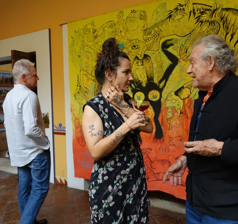 Private art show at the Vibrant Spanish Retreat House. Photo: Ksenia, Raúl Herrara and Paul Gray