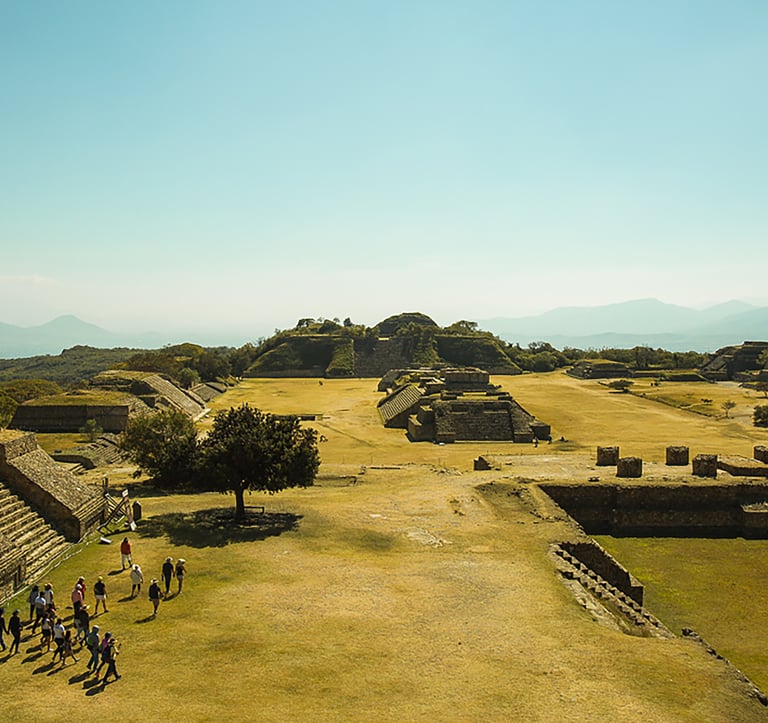 Walking around the archeological site of Monte Alban, where the Zapotec culture rised in Oaxaca, Mex