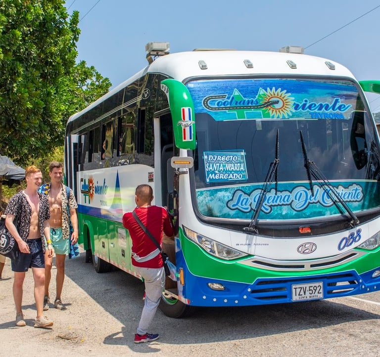 Local bus in Santa Marta to Tayrona, Don Diego and Palomino