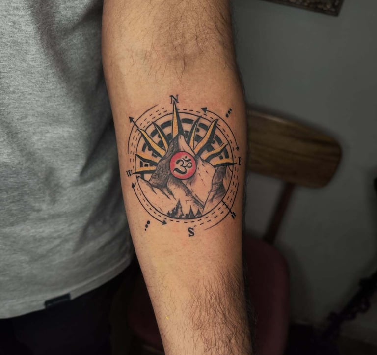 Compass tattoo-tattoo baba-Best Tattoo Studio In Jaipur