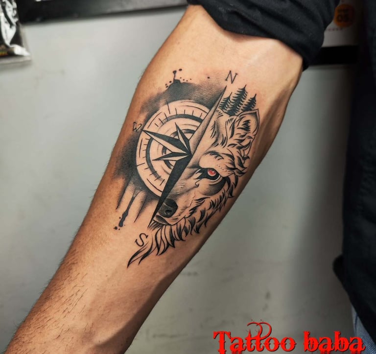 Compass tattoo-tattoo baba-Best Tattoo Studio In Jaipur