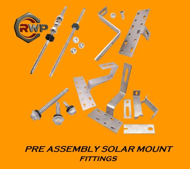Pre-assembled solar mount fitting for easy and quick installation of solar panels