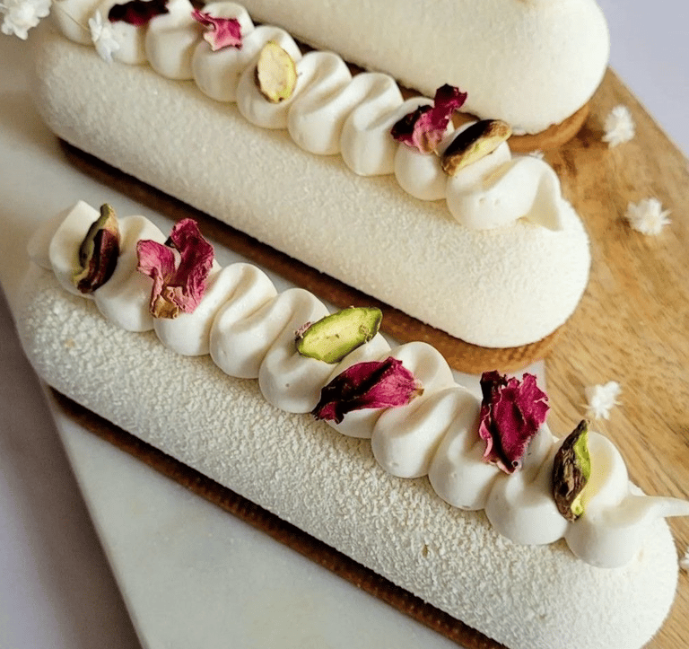 a couple of desserts on a wooden board