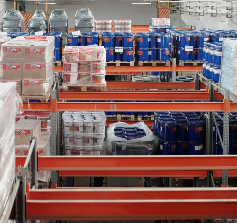 deposito con mercaderia lista para distribuirse, representando el servicio de IDA.