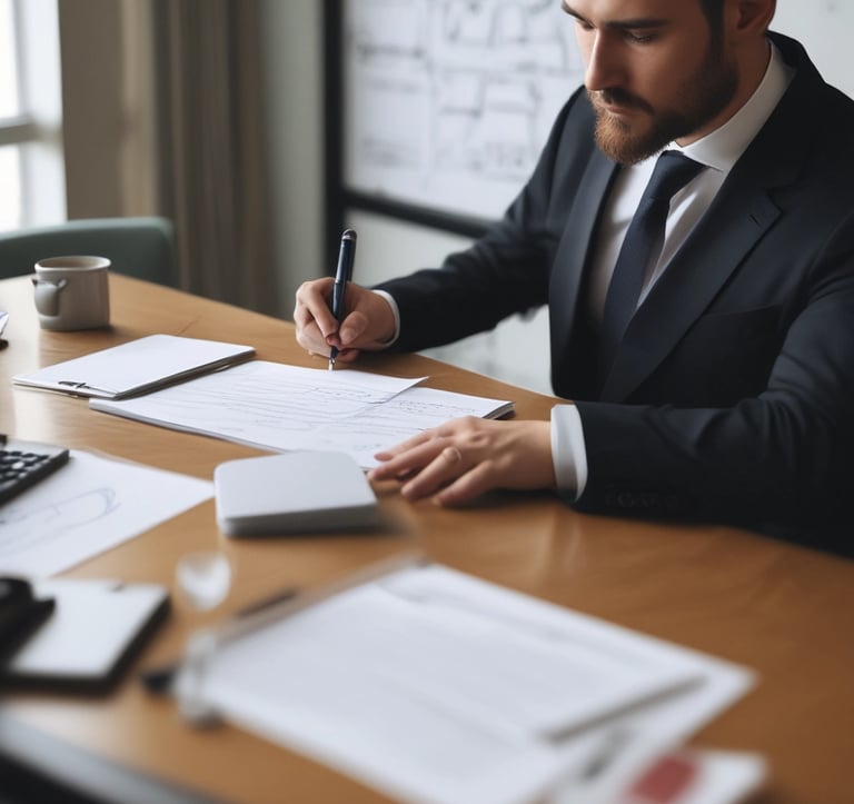 person holding pencil near laptop computer