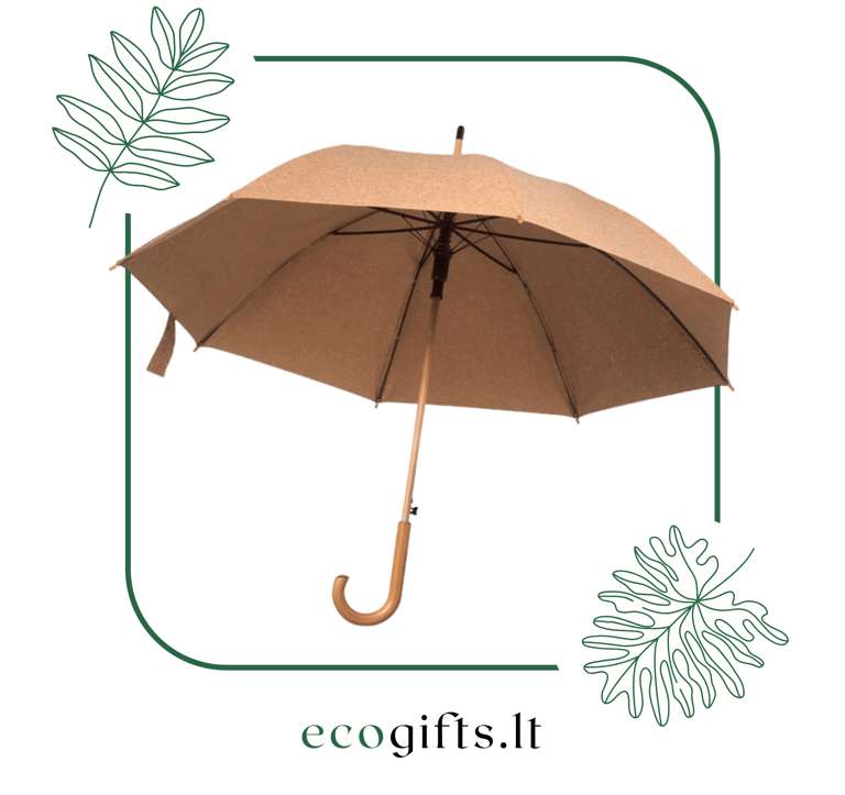 Perdirbtų medžiagų, tvarūs skėčiai su įmonės atributika | ecogifts.lt