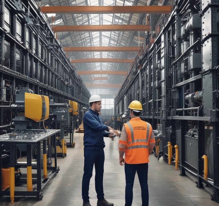 two men wearing hard hat standing near clear glass window