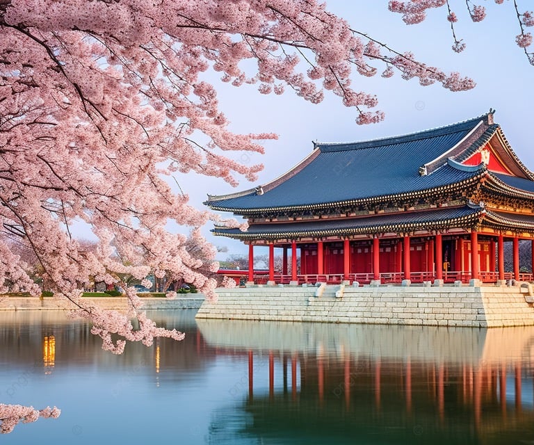 a pagoda in the middle of a lake