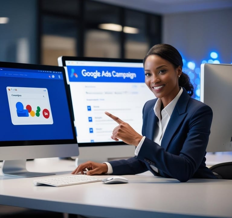 digital marketing consultant, presenting SEO and social media results report and Google My Business