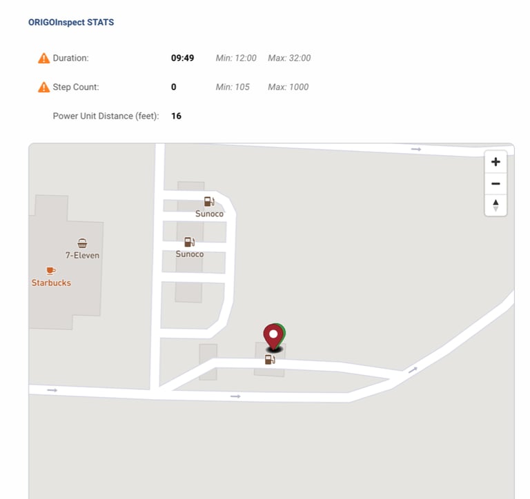 Photo showing that a driver didn't complete inspection and what a bad inspection is
