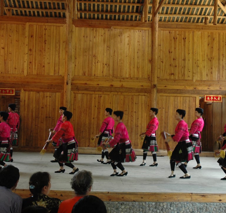 traditional long haired women at Huangluo Yao Village, China