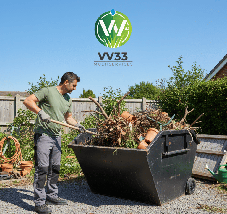 Ouvrier qui rempli une benne 