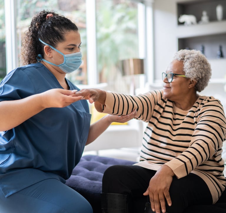a nurse in a mask mask and a nurse in a mask