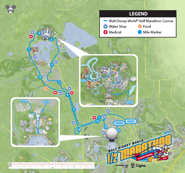 2017 runDisney Walt Disney World Marathon Weekend Half Marathon Course Map