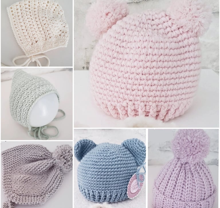 Gorros y capotas para bebé hechos a mano
