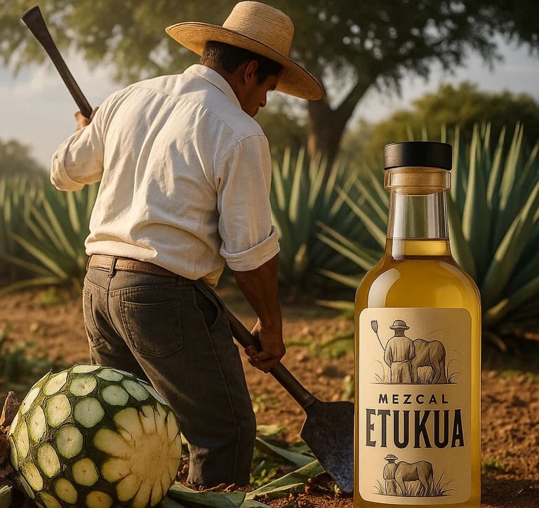 Experto mezcalero realizando proceso artesanal con técnicas tradicionales