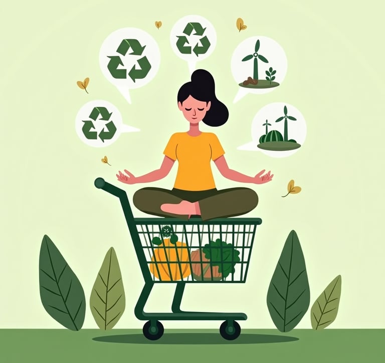 a woman sitting in a shopping carton with a shopping carton