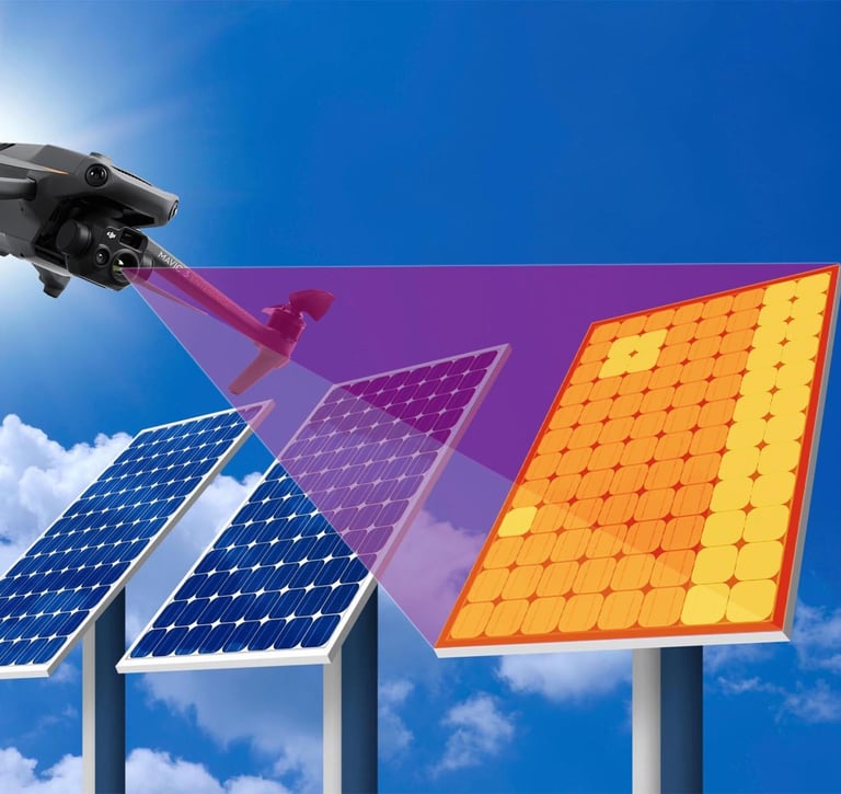 A drone doing inspection with a thermal camera