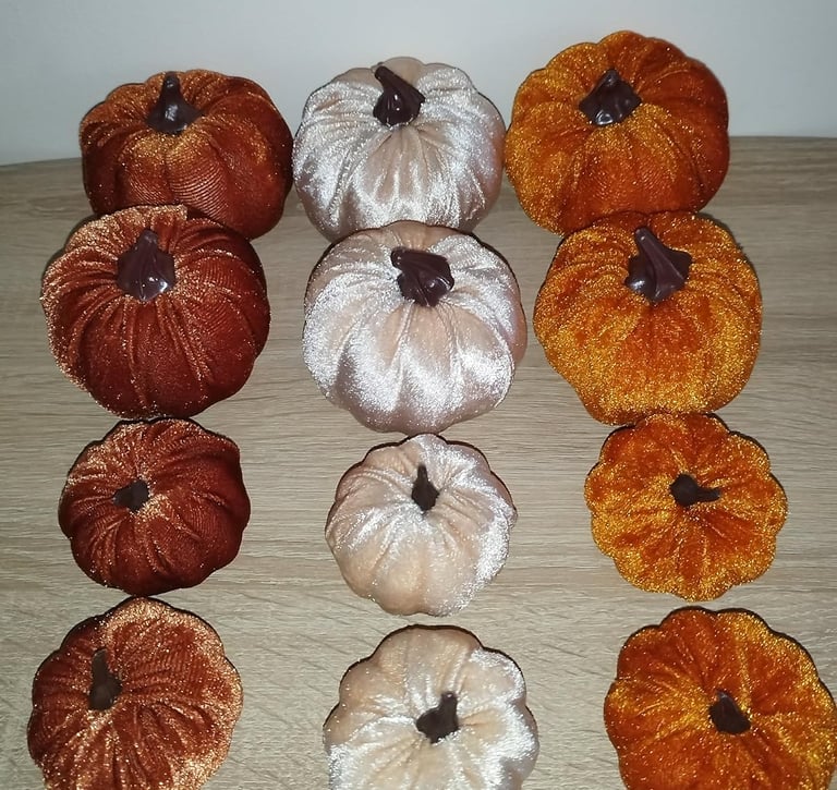 Set of 12 hand-painted artificial pumpkins for fall, Halloween, and Thanksgiving home décor