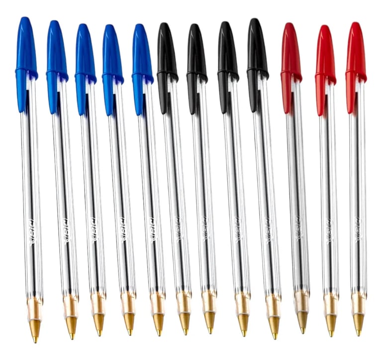 Kit 12 Caneta Esferografica Cristal Sortidas