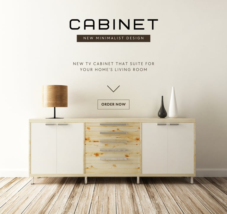 a cabinet with a lamp and a lamp on it