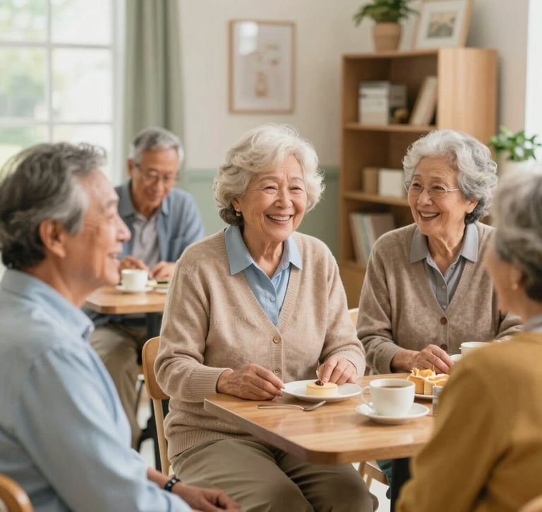 A warm, friendly femdoctor speaking with an elderly patient in a home