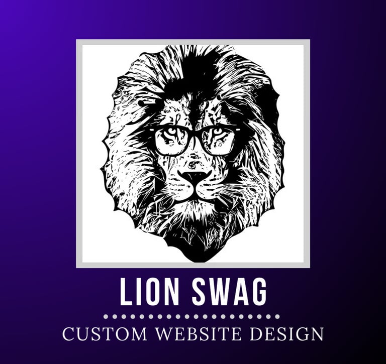 Lion Swag Web Design Logo with a Purple Background