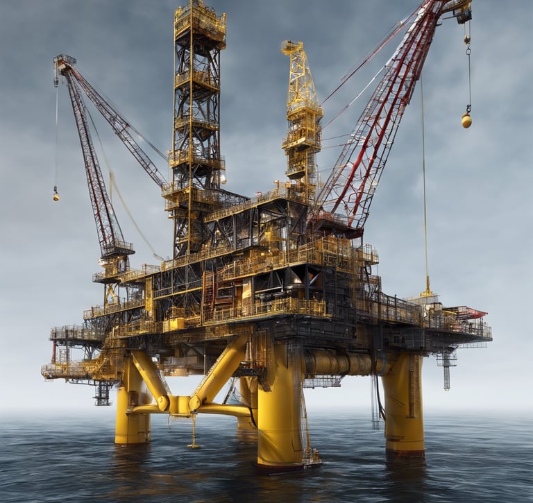 picture of oil rig and cranes