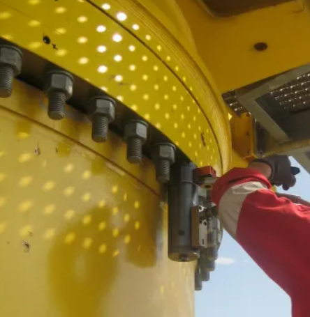 slew ring inspection on portal crane