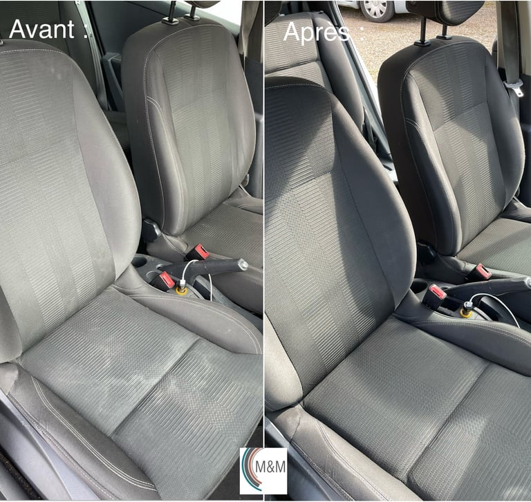 Nettoyage en profondeur de siège de voiture ford avec shampouineuse m&m services pro rouen