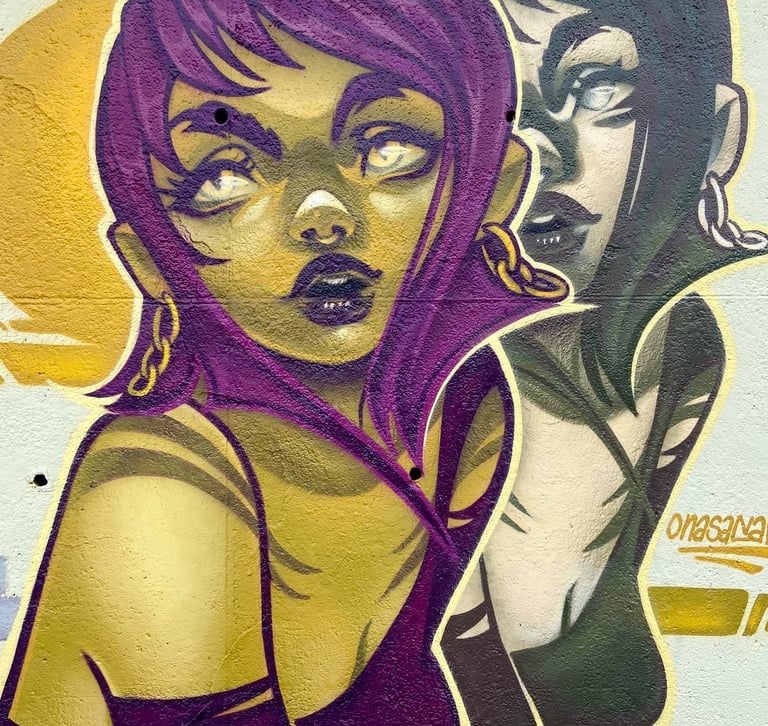 Duality - Mural in Barcelona, muralism, street art, urban art by Ona Salvador