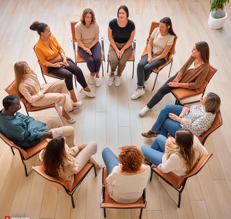 groupe de parole avec 11 femmes assises en cercle