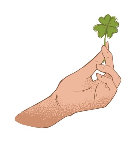 Sketch of a hand holding a four leaf clover representing Jack’s locksmith core values overcoming obstacles and hard work