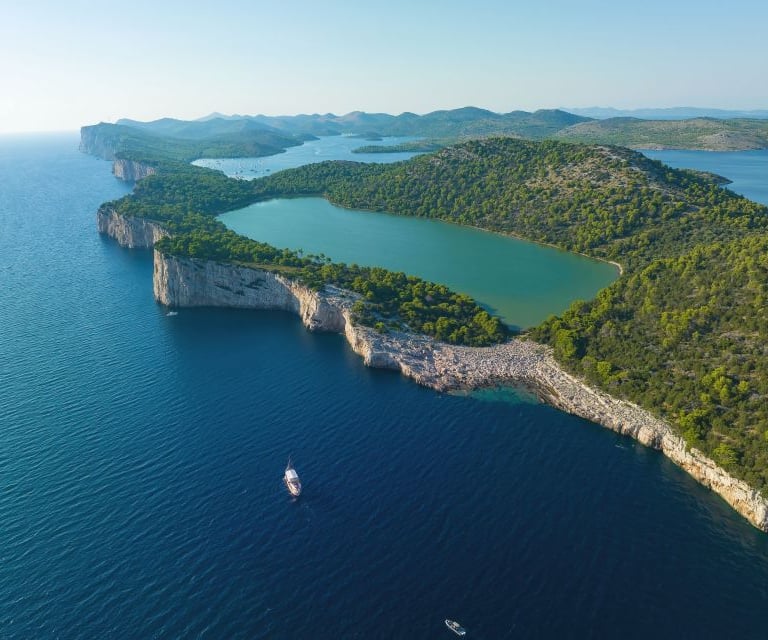 Bird view of the Kornati Islands National Park in the Zadar Archipelago