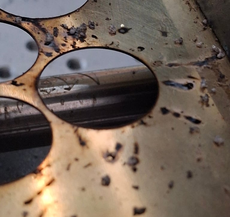 Furia the 100w galvo laser has cut this brass into fine pieces