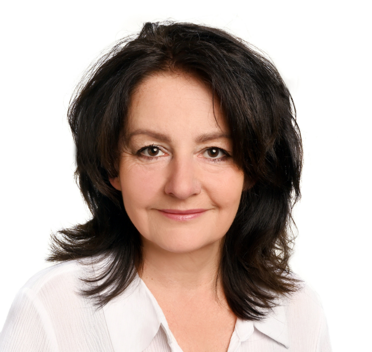 a woman with white shirt and black hair