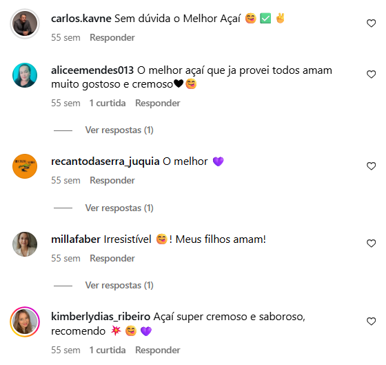 Cliente demonstrando satisfação na compra dos produtos da Açaí Mais Brasil 
