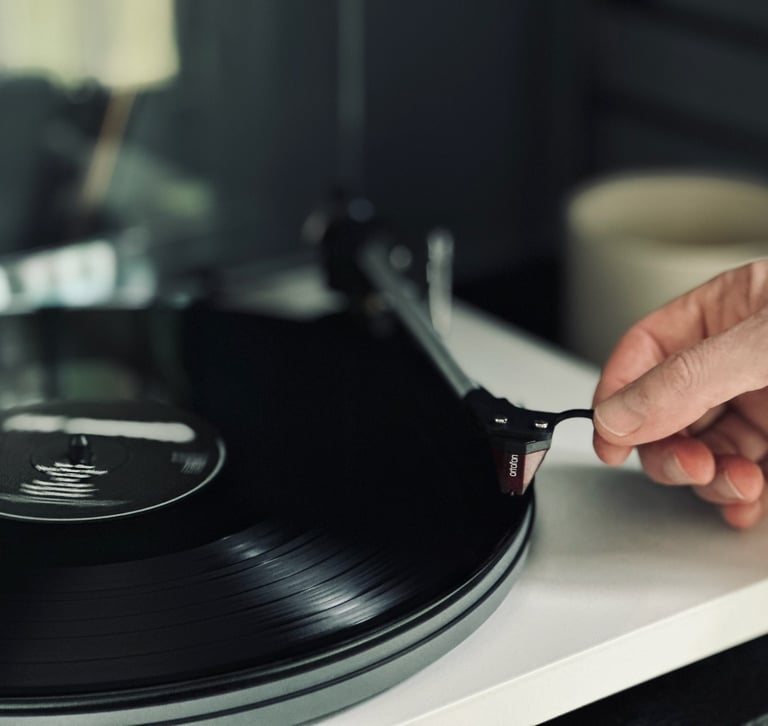 playing a vinyl record